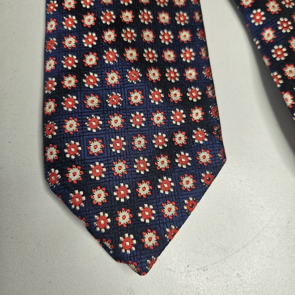 Vintage Pierre Balmain Mens Neck Tie Silk‎ Floral Red Blue Paris France